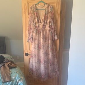 Baltic Born Floral Maxi Dress - Cream and Pink